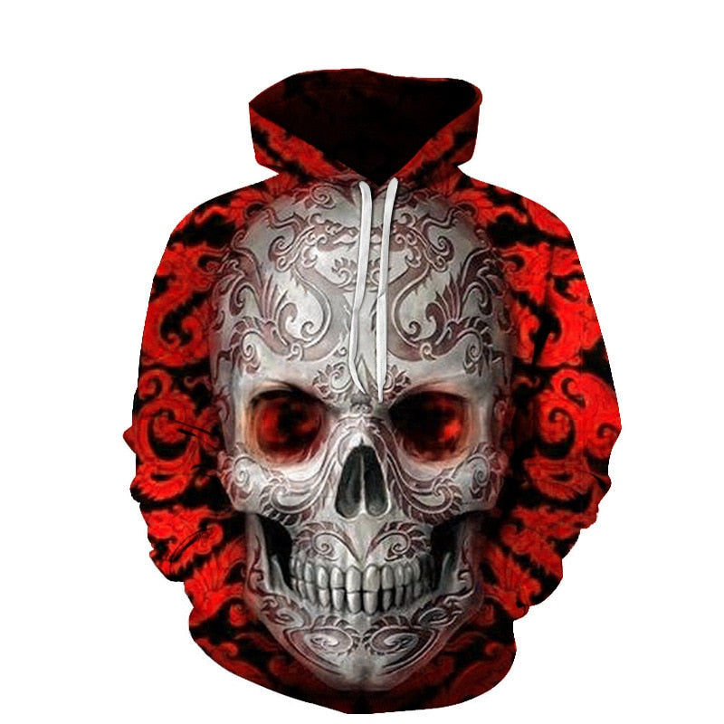 Gothic Skull Hoodie | Bold Red Design
