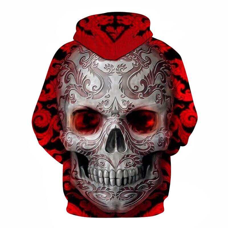 Gothic Skull Hoodie | Bold Red Design
