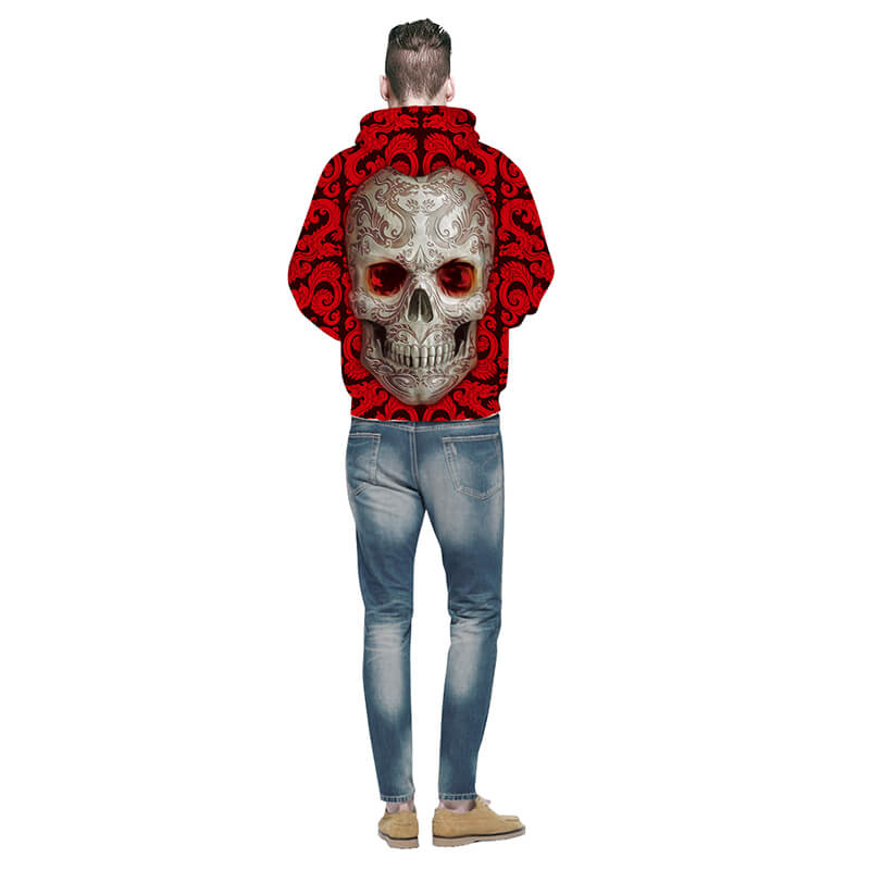 Gothic Skull Hoodie | Bold Red Design