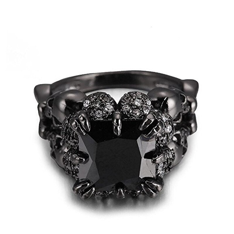 Gothic Skull Ring | Bold Black Stone Statement