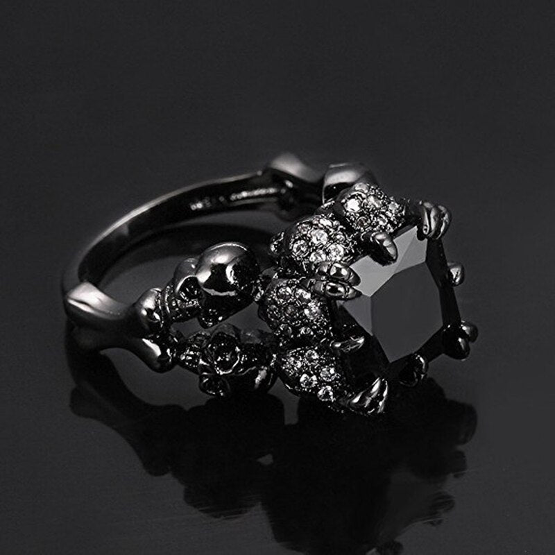 Gothic Skull Ring | Bold Black Stone Statement