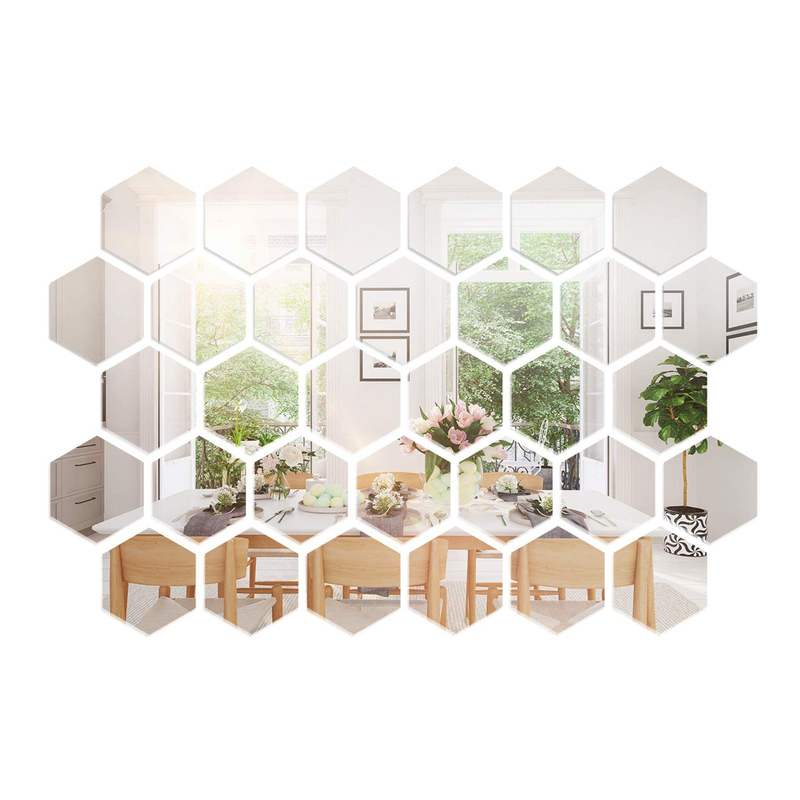 Hexagon Mirror Wall Tiles | Modern Wall Décor