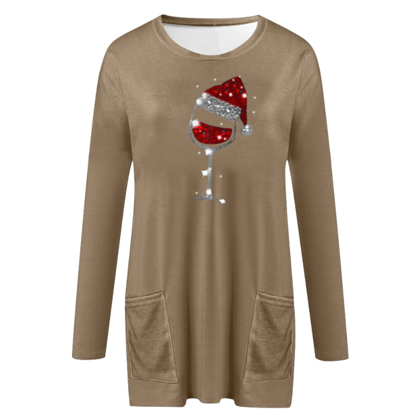 Holiday Wine Glass Sweater Dress | Festive Charm