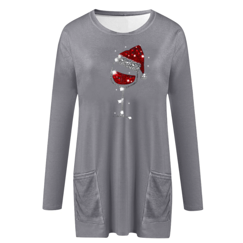Holiday Wine Glass Sweater Dress | Festive Charm