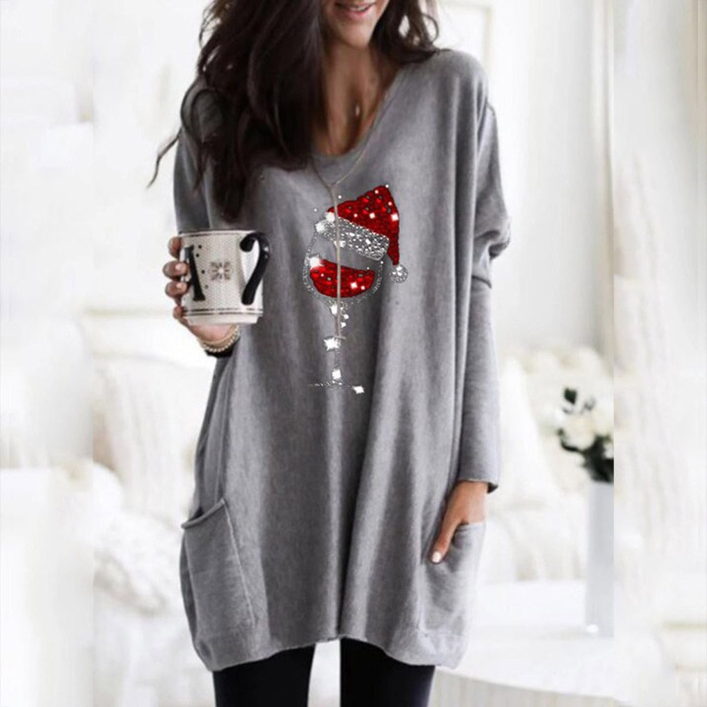 Holiday Wine Glass Sweater Dress | Festive Charm