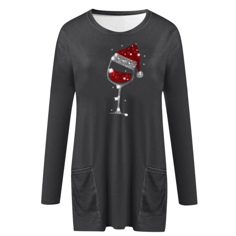 Holiday Wine Glass Sweater Dress | Festive Charm
