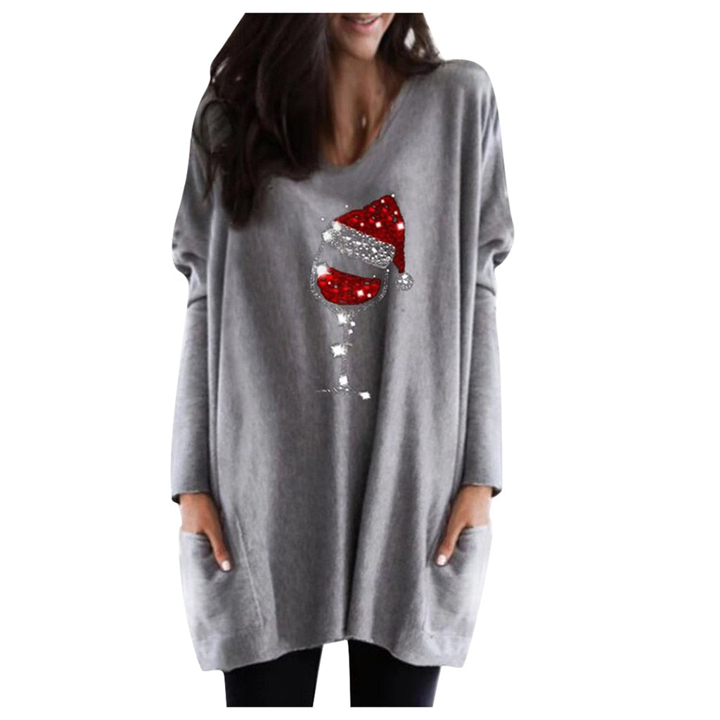 Holiday Wine Glass Sweater Dress | Festive Charm