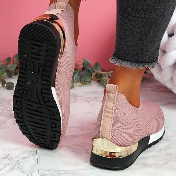 Luxe Comfort Knit Sneakers | Metallic Accent Sneakers