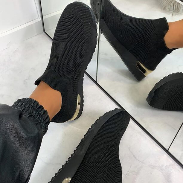 Luxe Comfort Knit Sneakers | Metallic Accent Sneakers