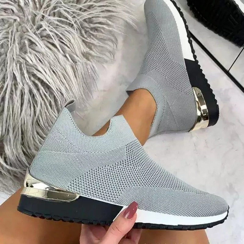 Luxe Comfort Knit Sneakers | Metallic Accent Sneakers