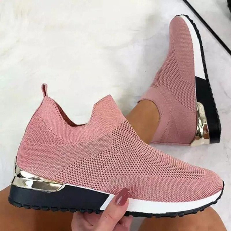 Luxe Comfort Knit Sneakers | Metallic Accent Sneakers