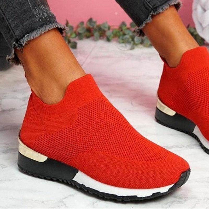 Luxe Comfort Knit Sneakers | Metallic Accent Sneakers