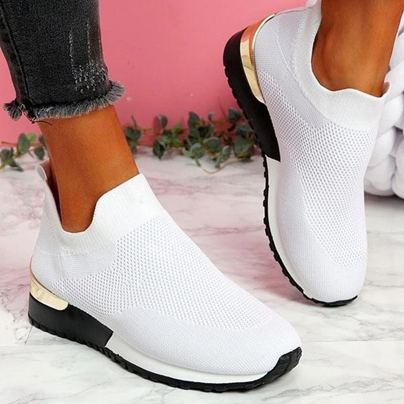 Luxe Comfort Knit Sneakers | Metallic Accent Sneakers
