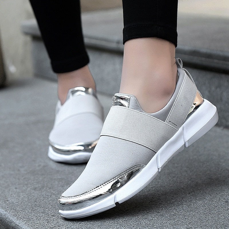 LuxeAthlete Slip-On Sneakers | Metallic Accent Fashion Sneakers