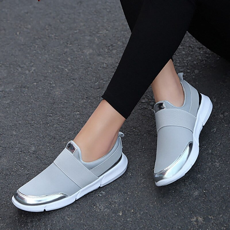 LuxeAthlete Slip-On Sneakers | Metallic Accent Fashion Sneakers