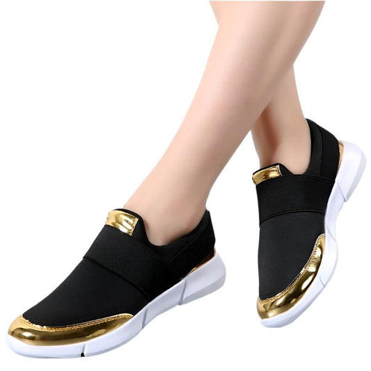 LuxeAthlete Slip-On Sneakers | Metallic Accent Fashion Sneakers