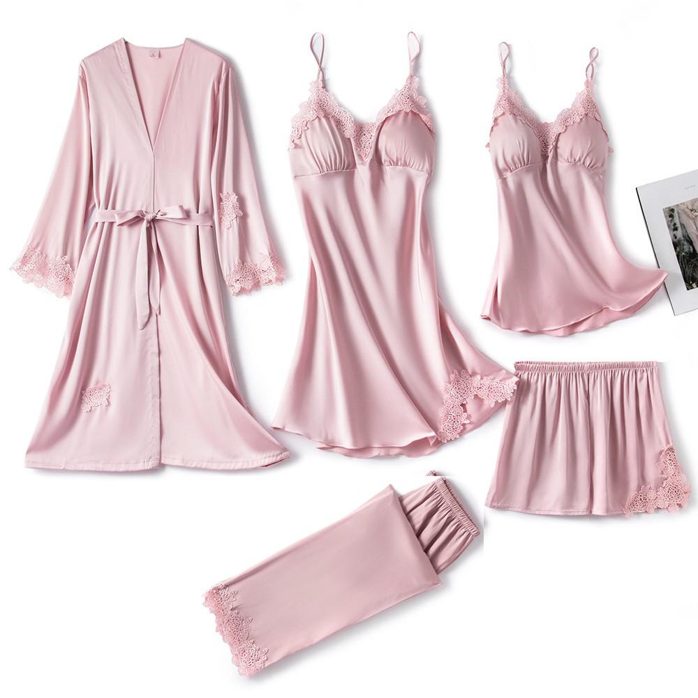 Luxurious Silk Sleepwear Set | Elegant Lace Trim Pajamas