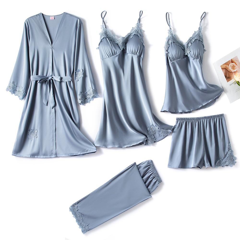Luxurious Silk Sleepwear Set | Elegant Lace Trim Pajamas