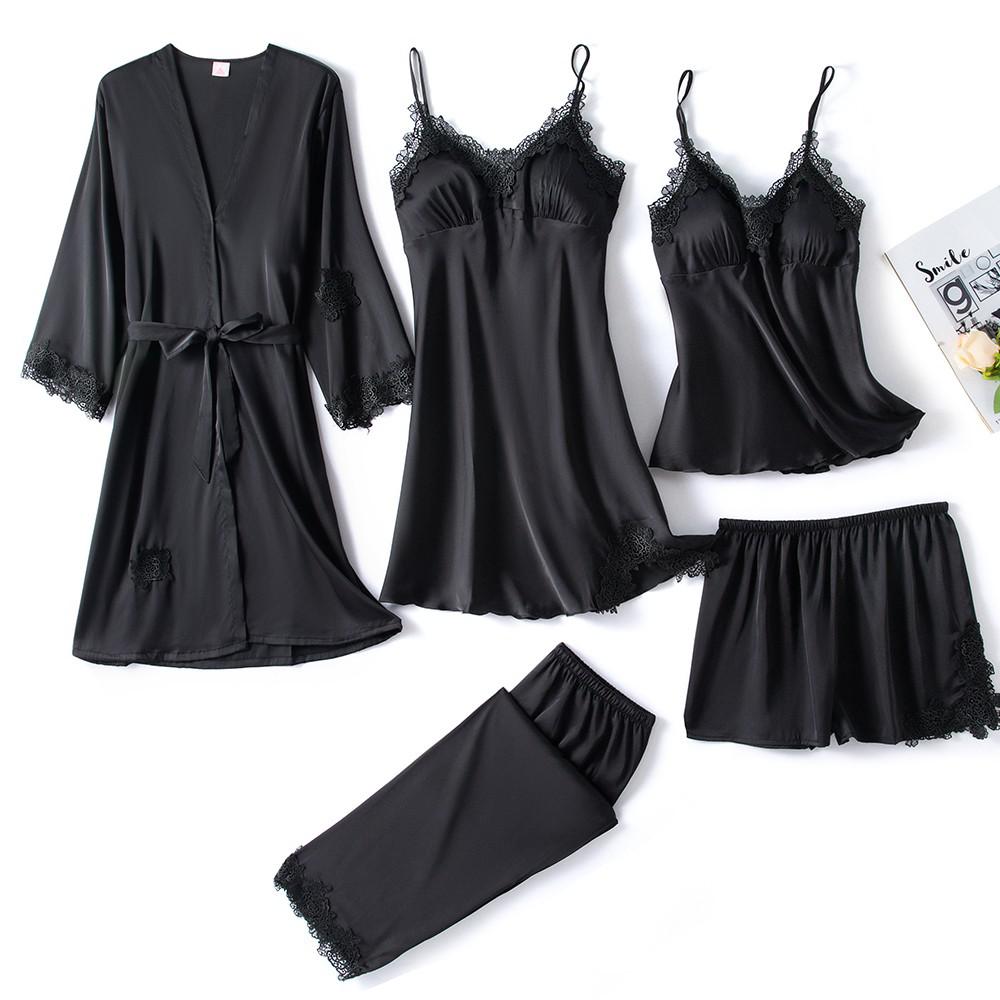 Luxurious Silk Sleepwear Set | Elegant Lace Trim Pajamas