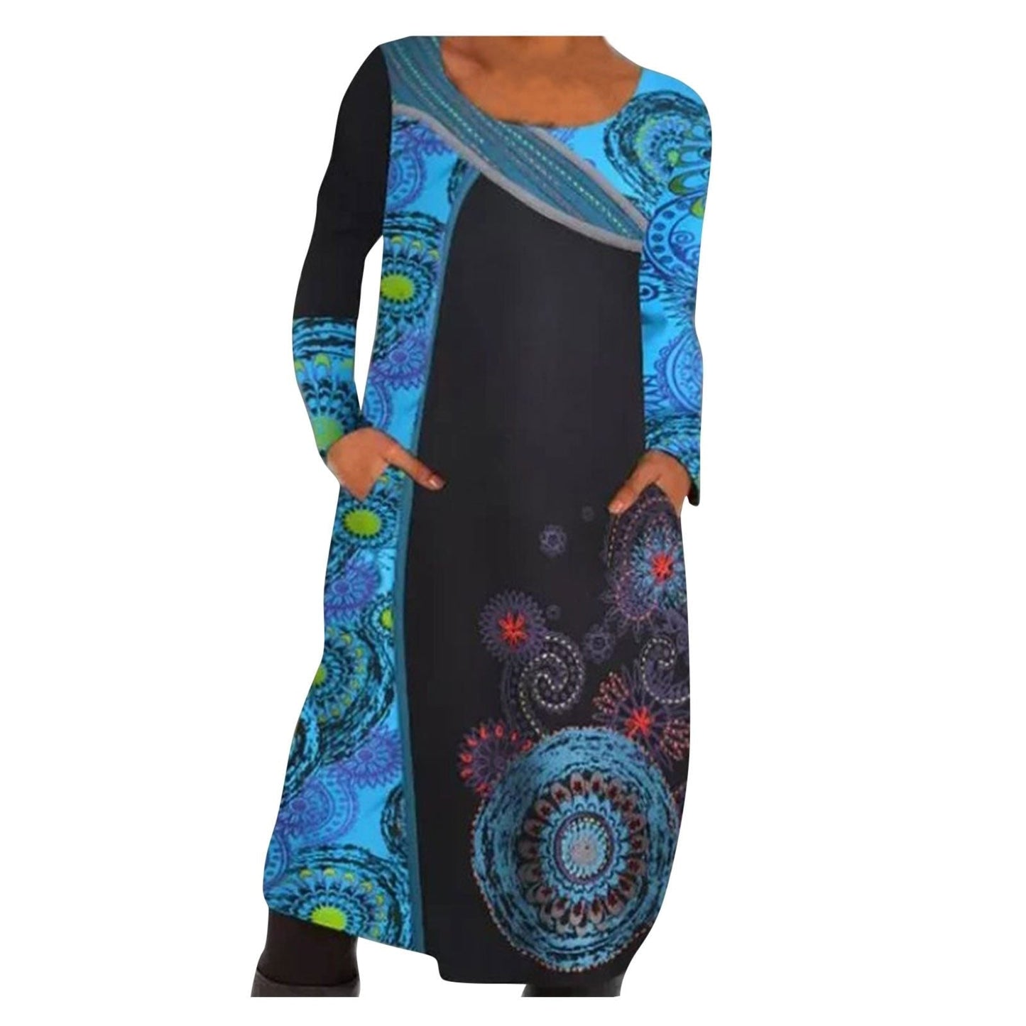 Mandala Print Midi Dress | Vibrant Bohemian Style Design