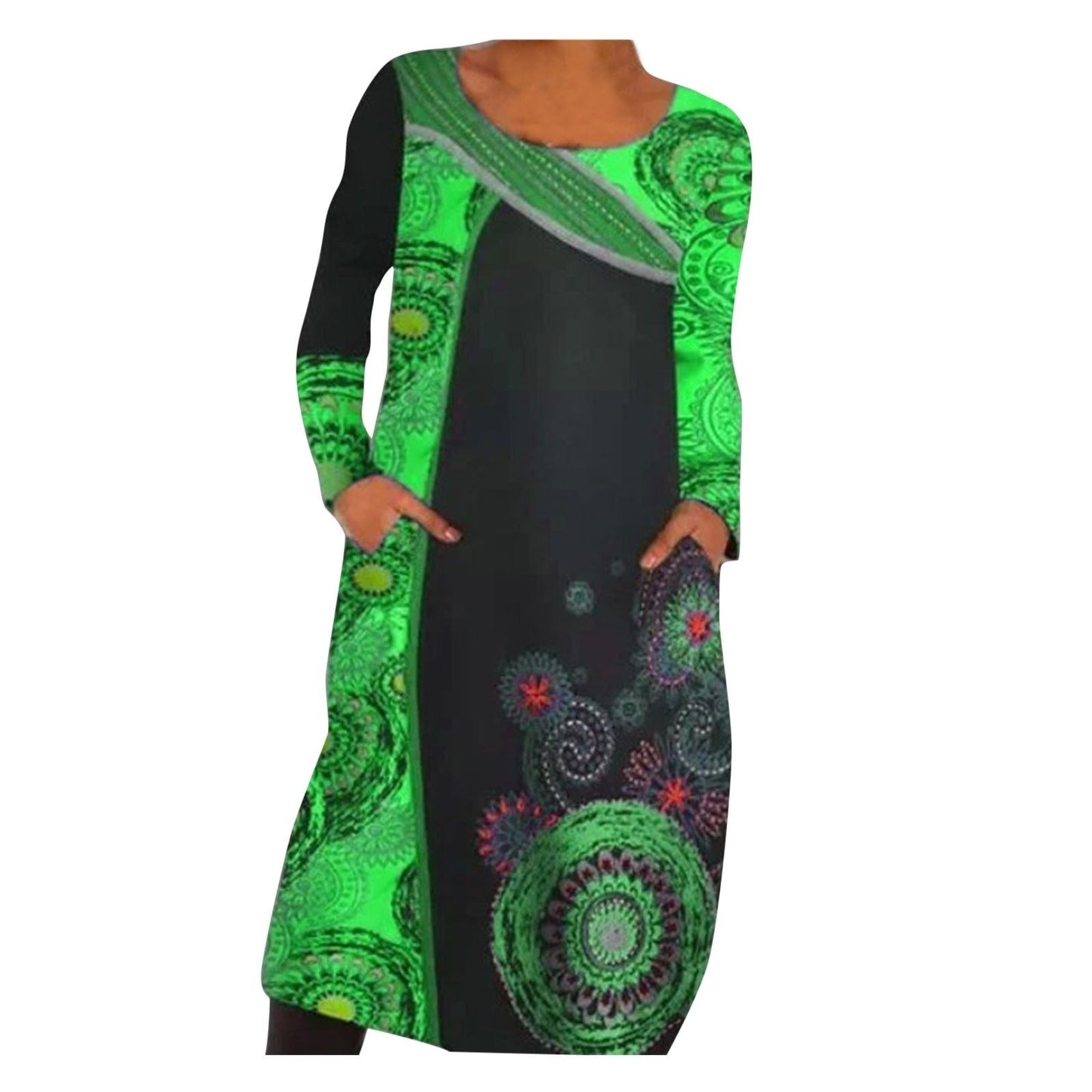 Mandala Print Midi Dress | Vibrant Bohemian Style Design