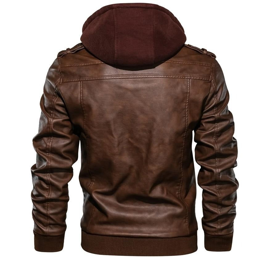Men's Leather Jacket | Stylish Hooded Design with Premium Leather