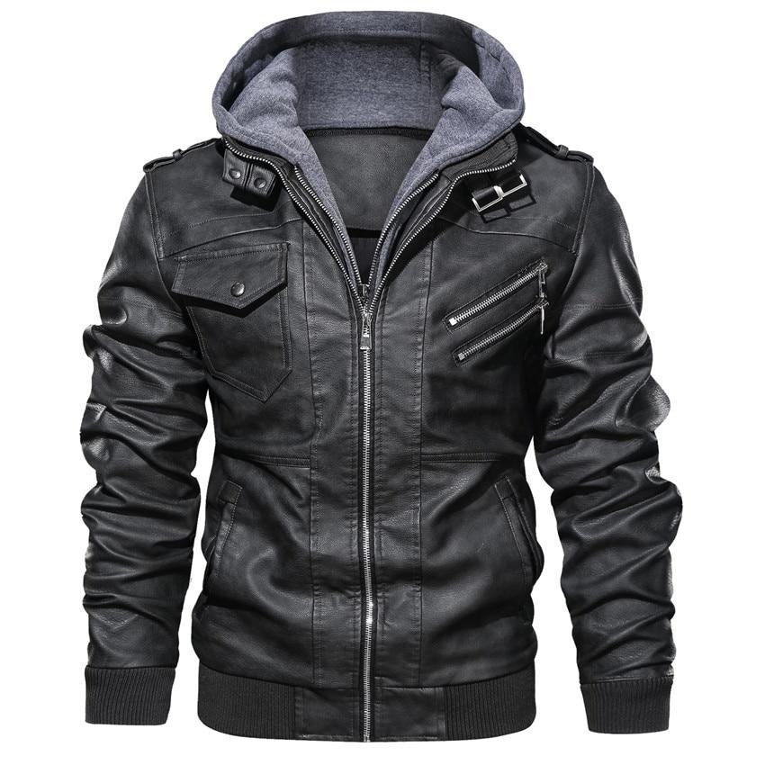 Men's Leather Jacket | Stylish Hooded Design with Premium Leather