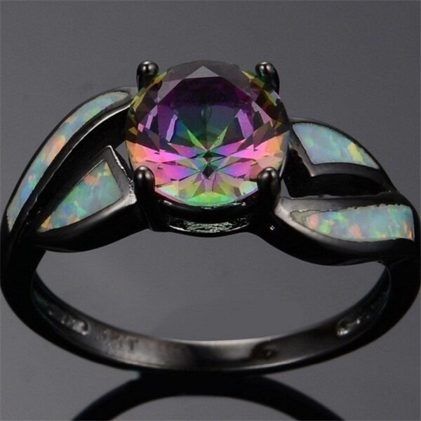 Mystic Rainbow Black Opal Ring | Timeless Elegance & Statement Jewelry