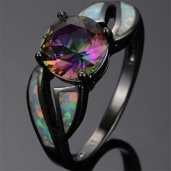 Mystic Rainbow Black Opal Ring | Timeless Elegance & Statement Jewelry
