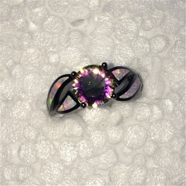 Mystic Rainbow Black Opal Ring | Timeless Elegance & Statement Jewelry