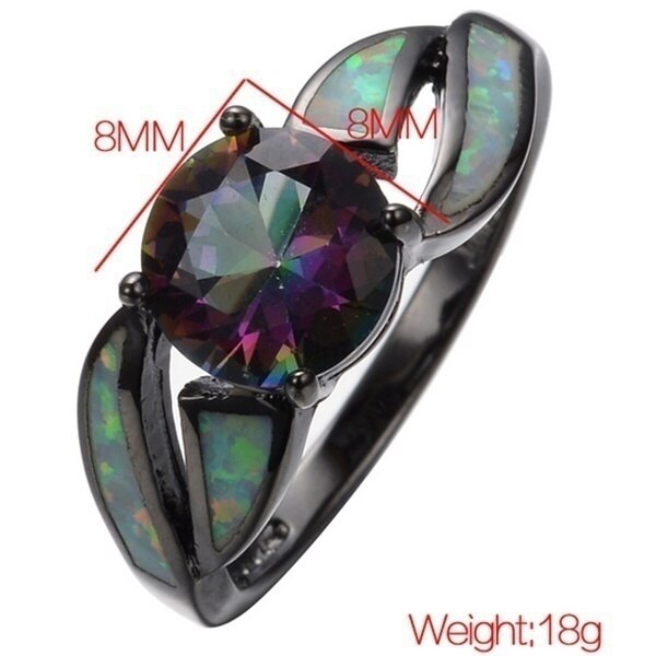 Mystic Rainbow Black Opal Ring | Timeless Elegance & Statement Jewelry