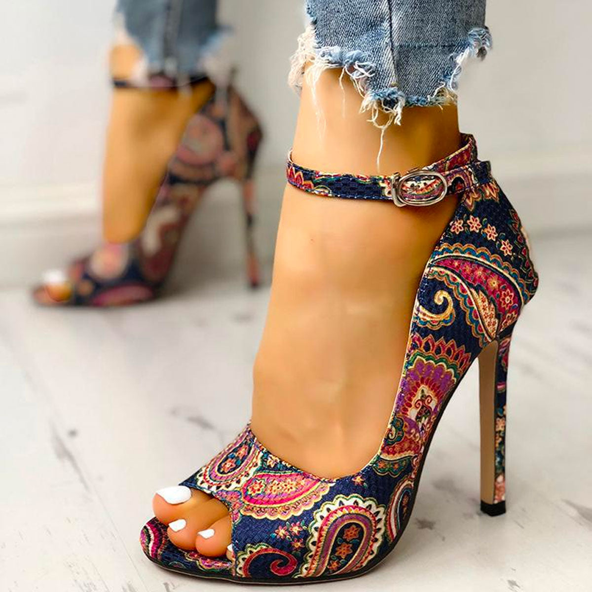 Paisley Elegance High Heels | Vibrant Sophisticated Design