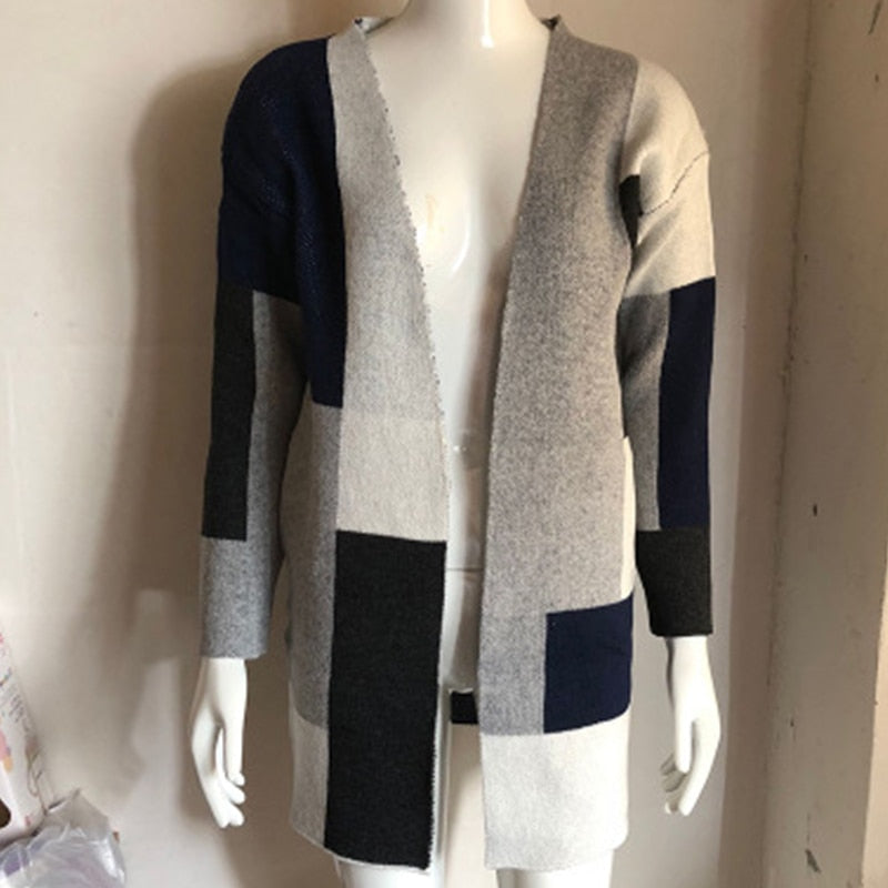 Patchwork Open Front Knit Cardigan | Cozy Style Chic