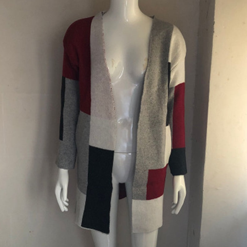 Patchwork Open Front Knit Cardigan | Cozy Style Chic