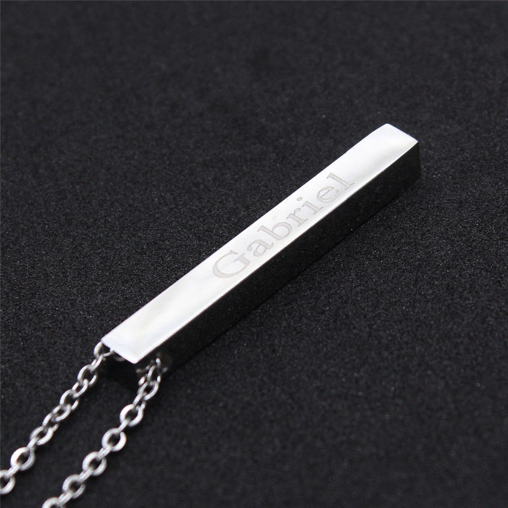 Personalized Bar Pendant Necklace | Custom Name Engraved Jewelry