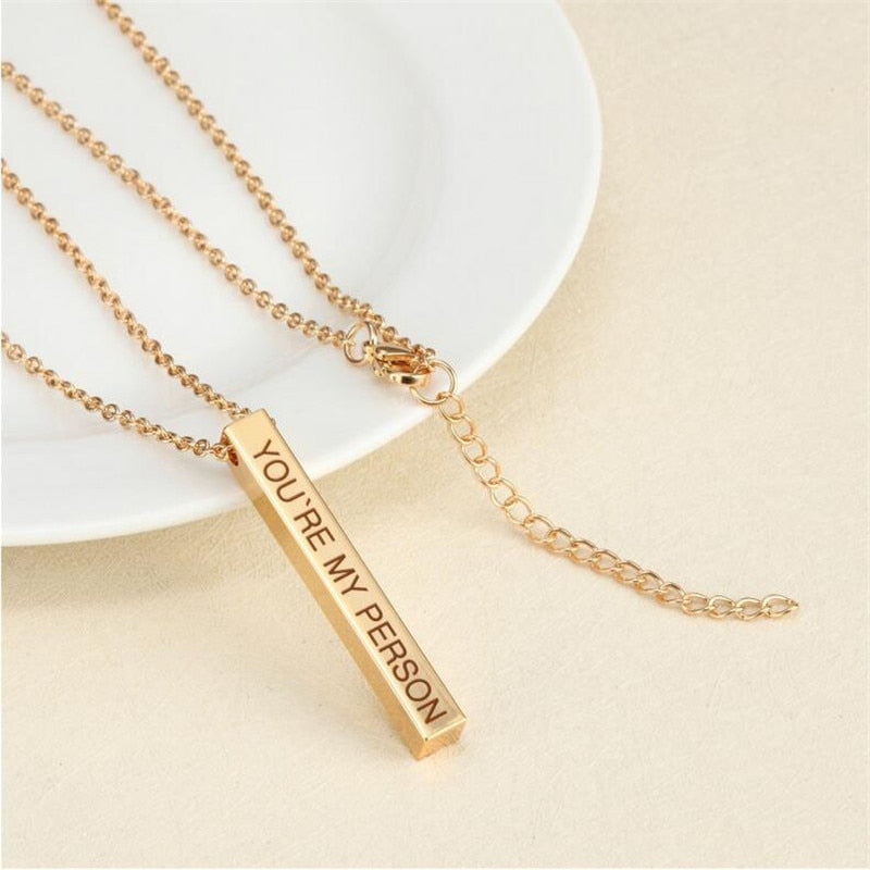 Personalized Bar Pendant Necklace | Custom Name Engraved Jewelry