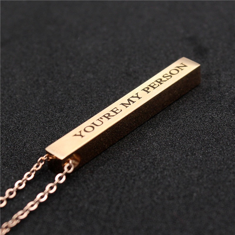 Personalized Bar Pendant Necklace | Custom Name Engraved Jewelry