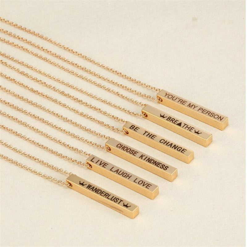 Personalized Bar Pendant Necklace | Custom Name Engraved Jewelry
