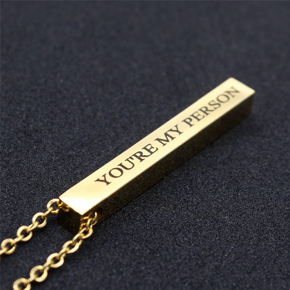 Personalized Bar Pendant Necklace | Custom Name Engraved Jewelry