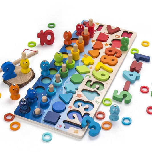 Rainbow Wooden Counting Board | Multi-Functional Educational Toy for Kids