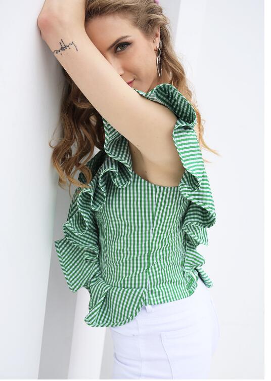 Ruffled Striped Tank Top | Chic Asymmetrical Design