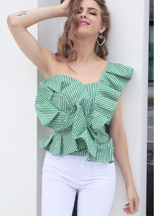 Ruffled Striped Tank Top | Chic Asymmetrical Design