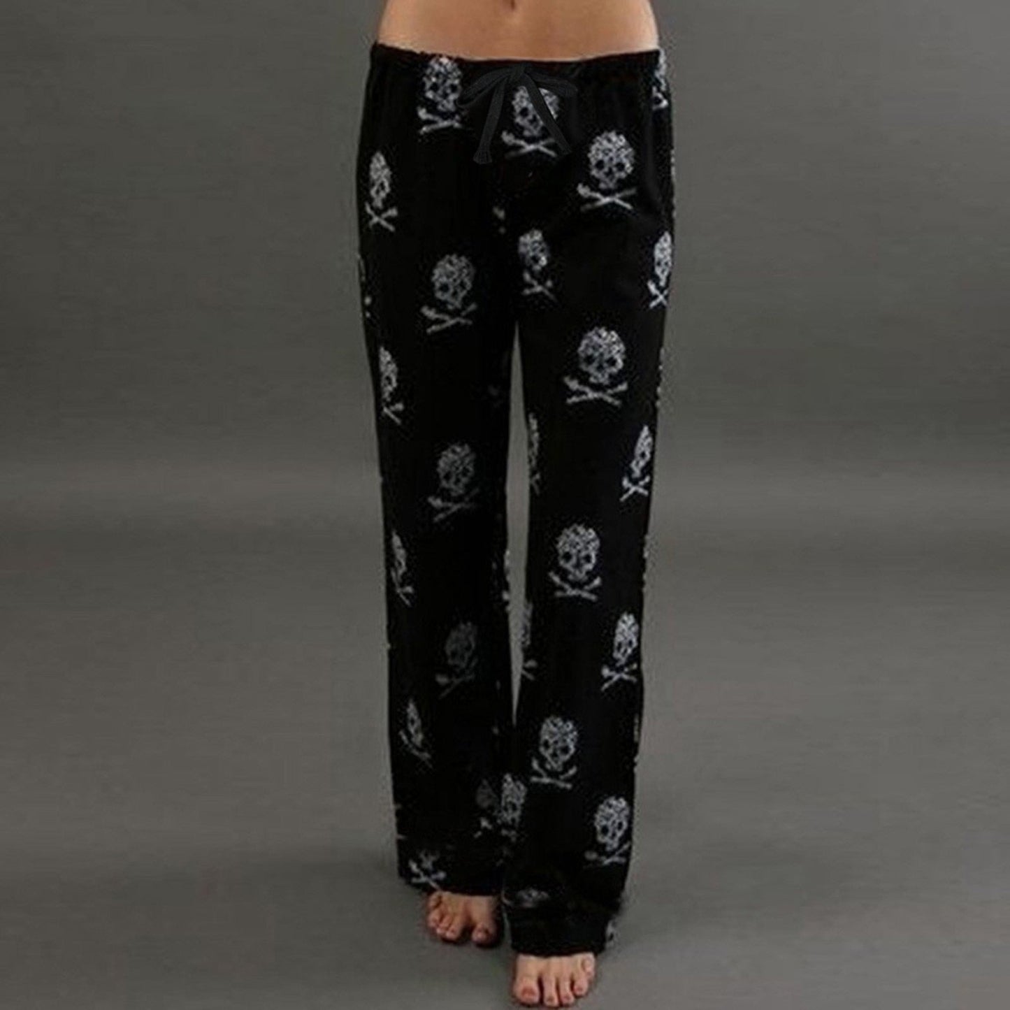 Skull Print Lounge Pants | Cozy Elastic Waist Edgy Loungewear