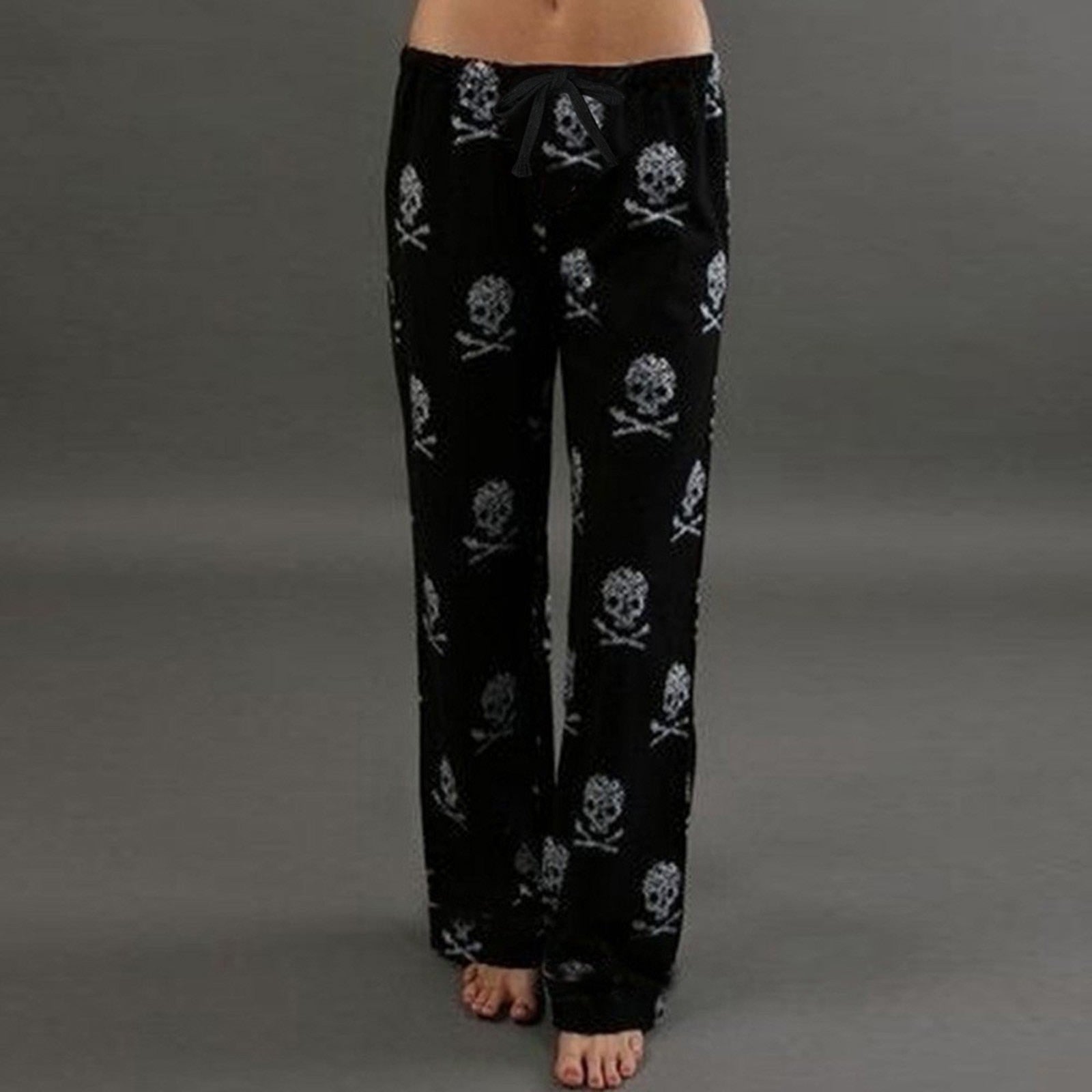 Skull Print Lounge Pants | Cozy Elastic Waist Edgy Loungewear