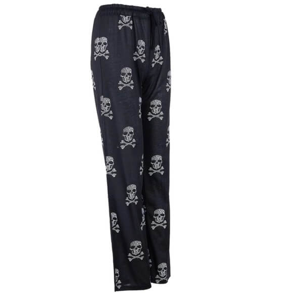 Skull Print Lounge Pants | Cozy Elastic Waist Edgy Loungewear