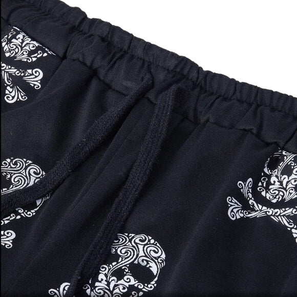 Skull Print Lounge Pants | Cozy Elastic Waist Edgy Loungewear
