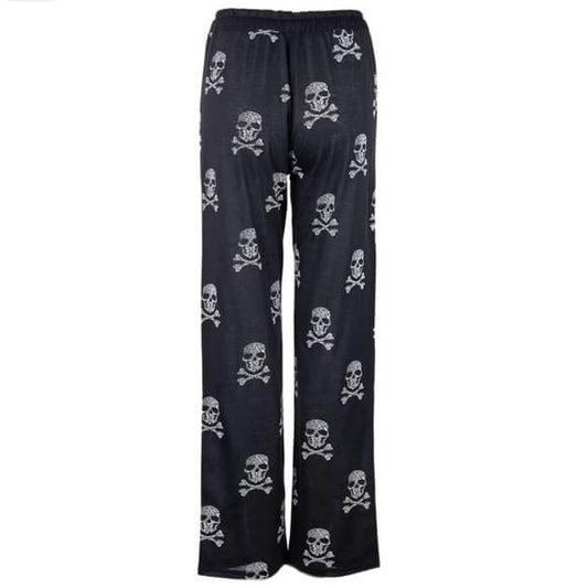 Skull Print Lounge Pants | Cozy Elastic Waist Edgy Loungewear