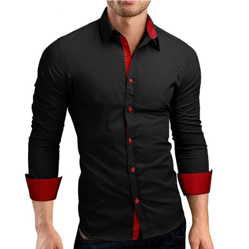 Sleek Men’s Dress Shirt | Contrast Collar Design | Premium Quality Men’s Shirt | Sophisticated Style Shirt