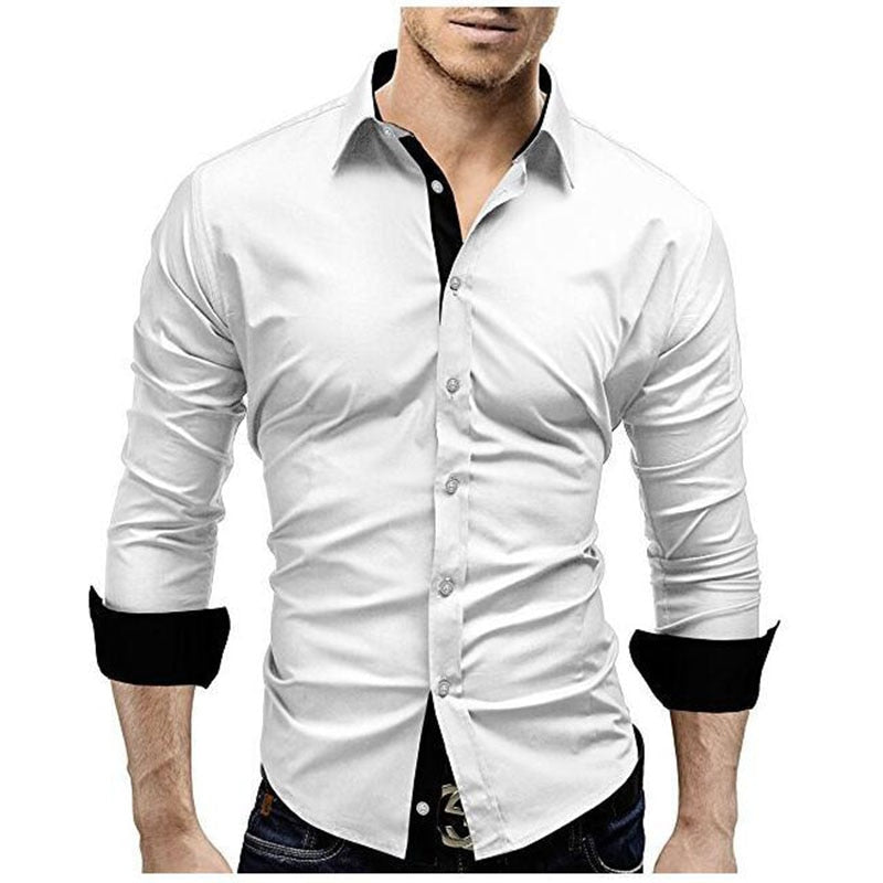 Sleek Men’s Dress Shirt | Contrast Collar Design | Premium Quality Men’s Shirt | Sophisticated Style Shirt
