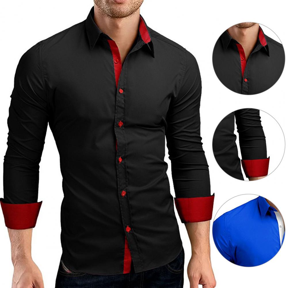 Sleek Men’s Dress Shirt | Contrast Collar Design | Premium Quality Men’s Shirt | Sophisticated Style Shirt